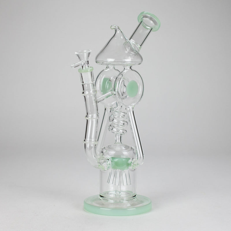 12″ Recycler Glass Bong – 5MM Thick Borosilicate with Coil Tube Design [C1575] Glass Bong Canadian Distributor Jade Green