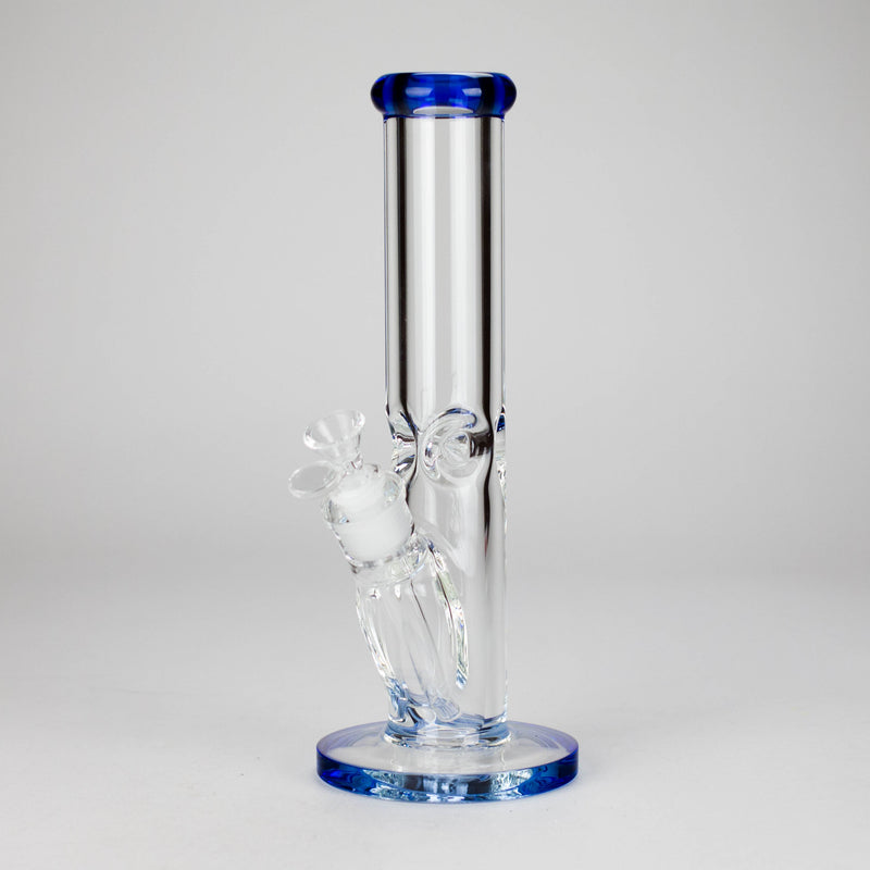 12″ 9mm Colored Accented Straight Tube Glass Bong (C1548) Glass Bong Canadian Distributor Light Blue