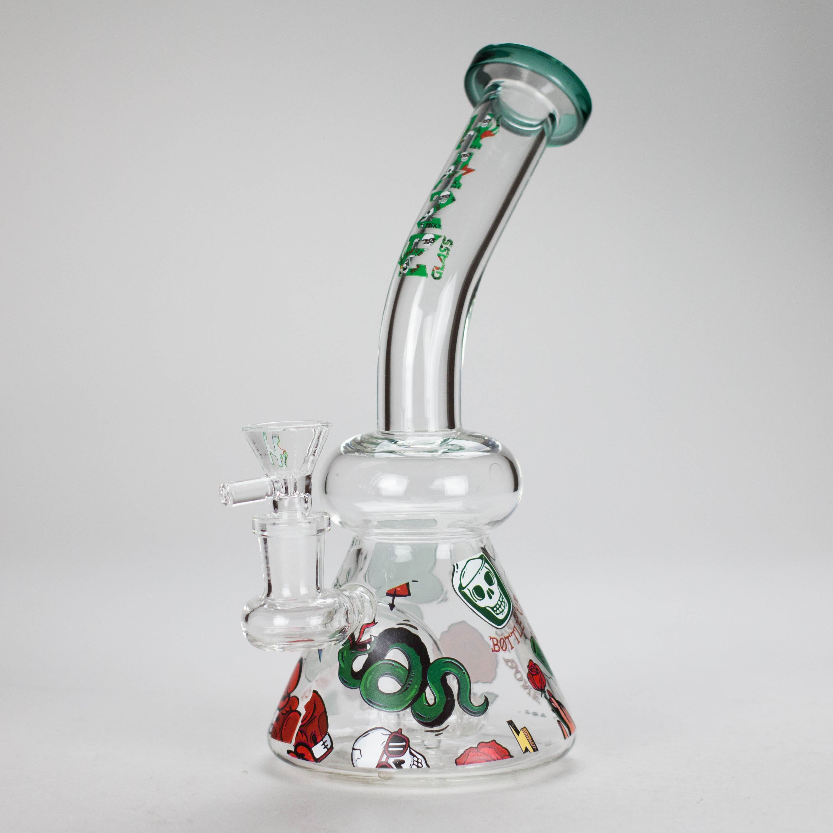 No Rool Rig O Haze | 8.5″ ROCK’N’ROLL Glass Rig – Teal (Mini-L)