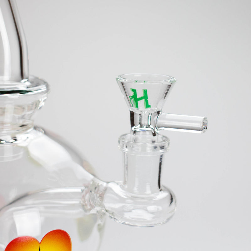 Haze | 9″ Heart Leaf Bubble Base Glass Bong – Teal (Mini-R) Glass Bong Canadian Distributor