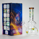 Haze | 9″ Heart Leaf Double Bubble Base Glass Bong with Color Lip – Amber (Mini-U) Glass Bong Canadian Distributor