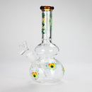 Haze | 9″ Heart Leaf Double Bubble Base Glass Bong with Color Lip – Amber (Mini-U) Glass Bong Canadian Distributor