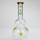 Haze | 9″ Heart Leaf Double Bubble Base Glass Bong with Color Lip – Amber (Mini-U) Glass Bong Canadian Distributor