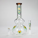 Haze | 9″ Heart Leaf Double Bubble Base Glass Bong with Color Lip – Amber (Mini-U) Glass Bong Canadian Distributor