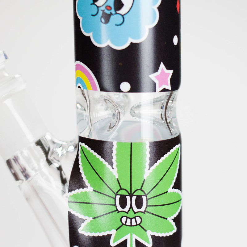 Haze | 9″ Face Emoji Straight Tube Glass Bong with Color End – Pink (Mini-Z) Glass Bong Canadian Distributor