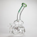 Haze | 9″ Bubble Base Glass Bong – Green Weed Leaf Design (Mini-A) Glass Bong Canadian Distributor