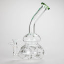 Haze | 9″ Bubble Base Glass Bong – Green Weed Leaf Design (Mini-A) Glass Bong Canadian Distributor
