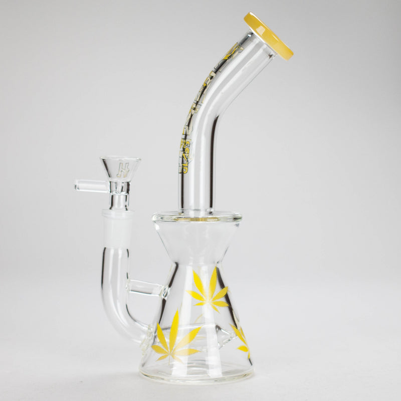 Haze | 8.5″ Weed Leaf Bent Neck Glass Bong – Jade Yellow (Mini-E) Glass Bong Canadian Distributor