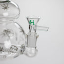 Haze | 9″ Bubble Base Glass Bong – Green Weed Leaf Design (Mini-A) Glass Bong Canadian Distributor