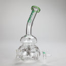 Haze | 9″ Bubble Base Glass Bong – Green Weed Leaf Design (Mini-A) Glass Bong Canadian Distributor
