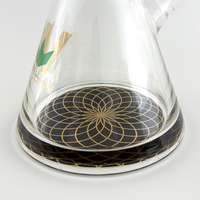 Wellcann | 14" Thickened Base Geometric Gold Beaker Glass Bong Glass Bong Super Supplys Inc