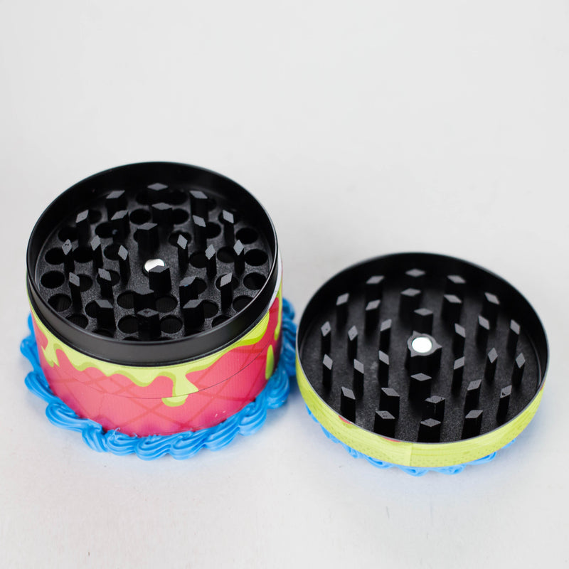 O 2.5" Cake-Shaped Metal Grinder 4-Layer (Box of 6)