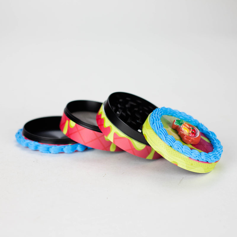 O 2.5" Cake-Shaped Metal Grinder 4-Layer (Box of 6)