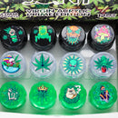 1.5" Acrylic Herb Grinder – 4-Layer with Weed Leaf Design (Box of 12) Display Pack 777 Smoke