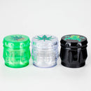 1.5" Acrylic Herb Grinder – 4-Layer with Weed Leaf Design (Box of 12) Display Pack 777 Smoke