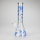10" Cherry Blossom Glass Beaker Bong – 14mm Bowl Joint Glass Bong 777 Smoke Blue