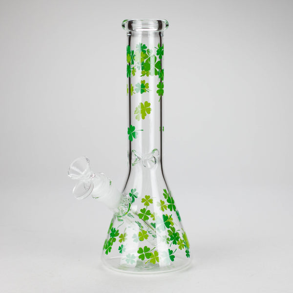 10" Lucky Clover Glass Beaker Bong – 14mm Bowl Joint Glass Bong 777 Smoke