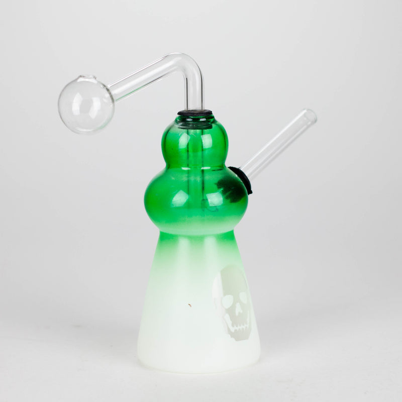 6" Flat Bottom Skull Glass Oil Burner – Compact Design with Assorted Colors Glass Rig RMG WHOLESALE