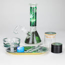 10-in-1 Smoke Set Complete Smoking Kit with 8" Glass Bong-MJ/420 Glass Bong 777 Smoke 420