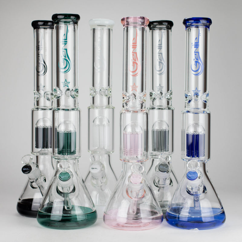 O Genie | 17.5" 10-Arm 9mm Colored Bottom Glass Bong [GE4180]