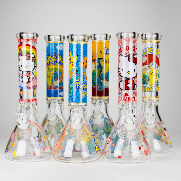 14" PK Cartoon Glow In The Dark 9mm Glass Bong [PIP863]