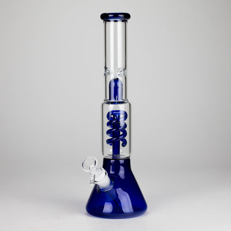 O 13" Color Accented Glass Water Bong with Coil Percolator & Splash Guard