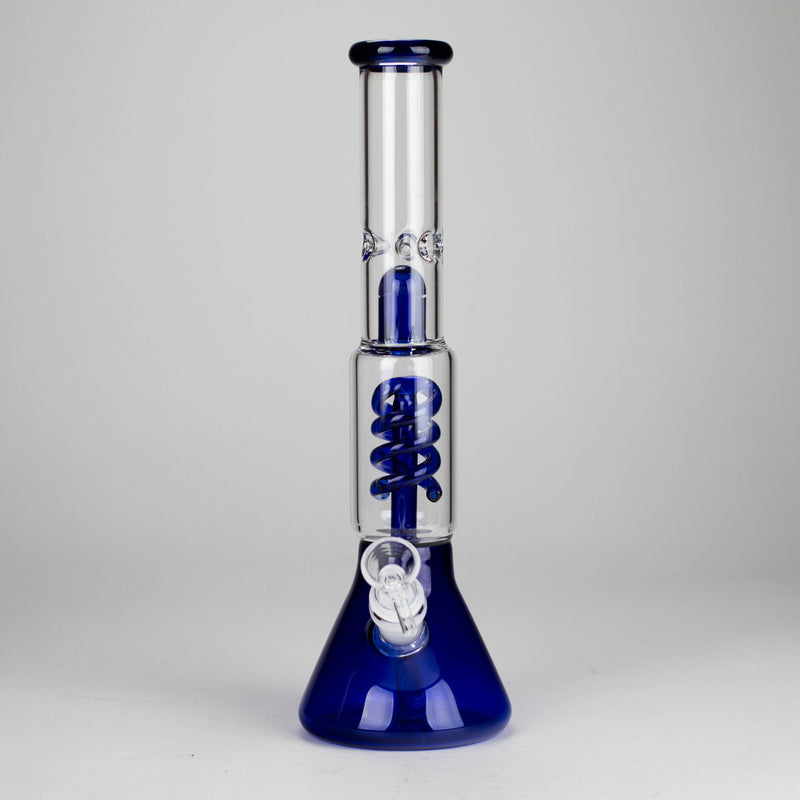 O 13" Color Accented Glass Water Bong with Coil Percolator & Splash Guard