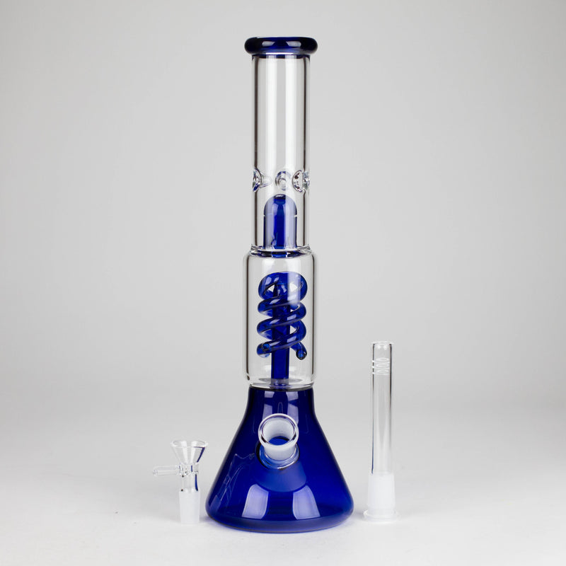 O 13" Color Accented Glass Water Bong with Coil Percolator & Splash Guard