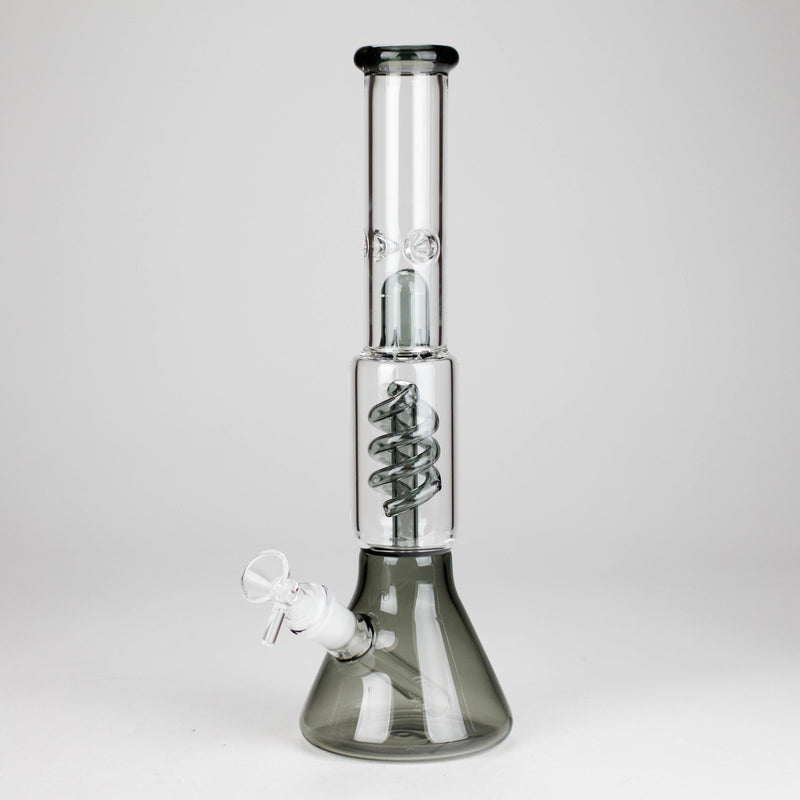 O 13" Color Accented Glass Water Bong with Coil Percolator & Splash Guard