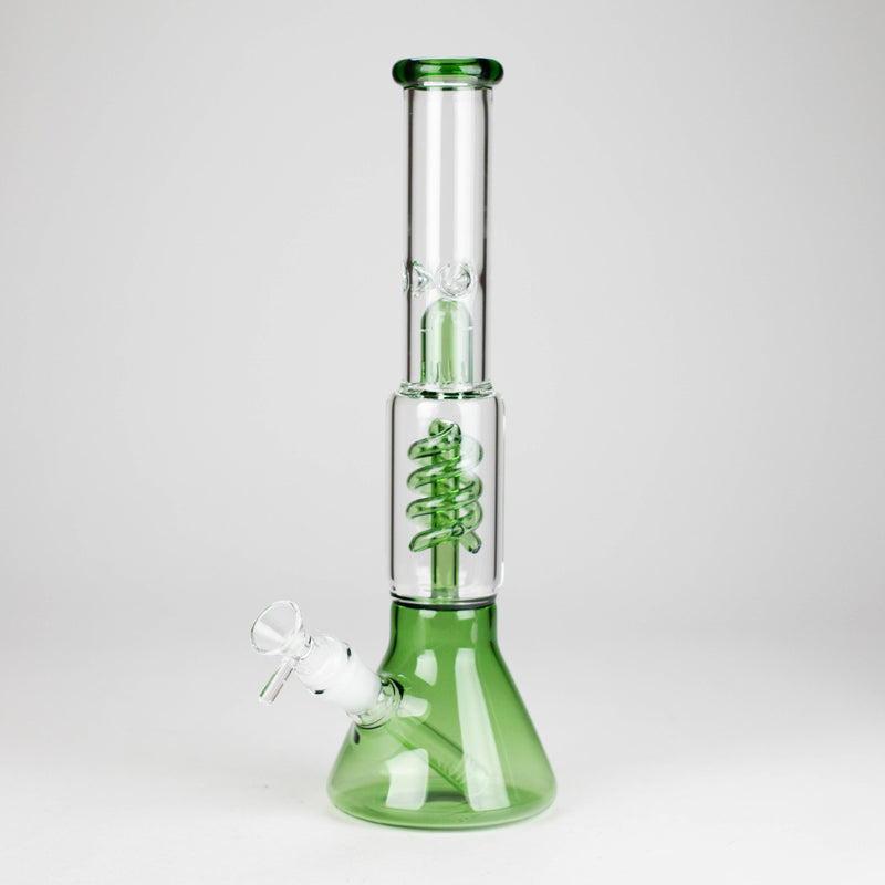 O 13" Color Accented Glass Water Bong with Coil Percolator & Splash Guard
