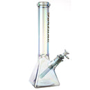 Fortune | Electroplated 14" 7mm Pyramid Base Glass Beaker Bong Glass Bong Fortune Frosted Grey
