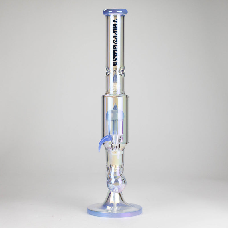 Trippy Glass | 17" 7mm Holographic Stemline Bong – Triple Diffused Perc with 18mm Bowl Glass Bong Small Biz Distributors