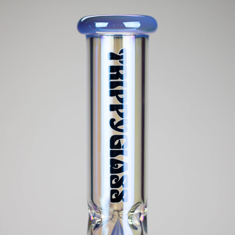 Trippy Glass | 17" 7mm Holographic Stemline Bong – Triple Diffused Perc with 18mm Bowl Glass Bong Small Biz Distributors