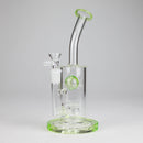 9" Ball Perc Glass Bong – Green with Bent Neck & 14mm Bowl Glass Bong Small Biz Distributors