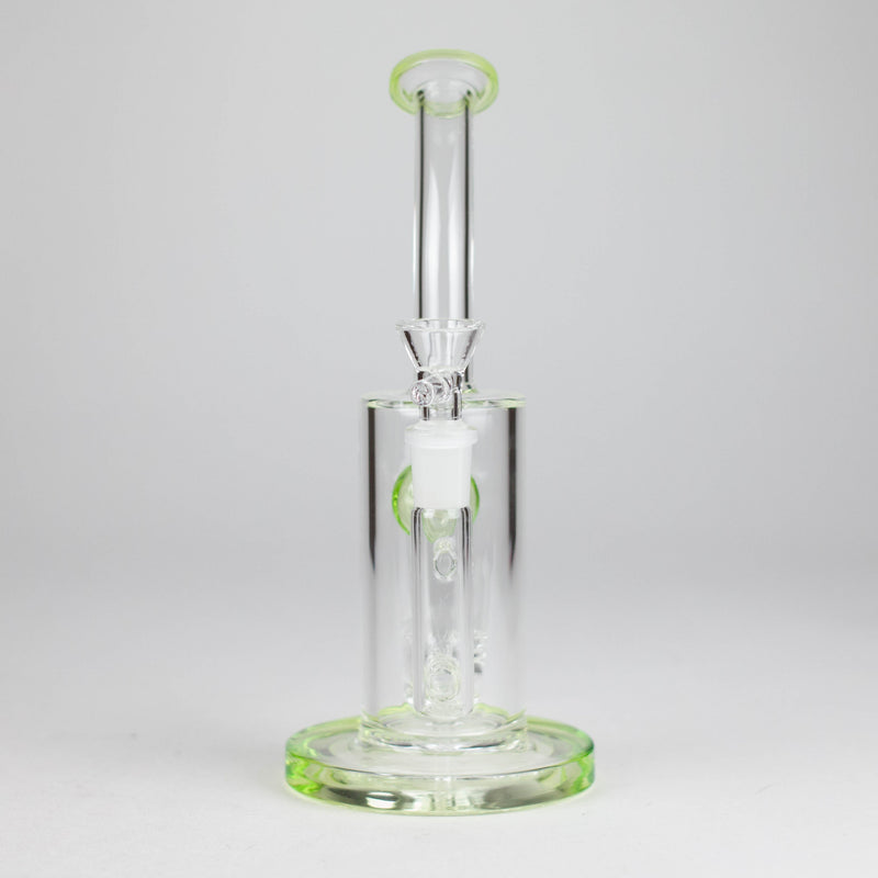O 9" Ball Perc Glass Bong – Green with Bent Neck & 14mm Bowl