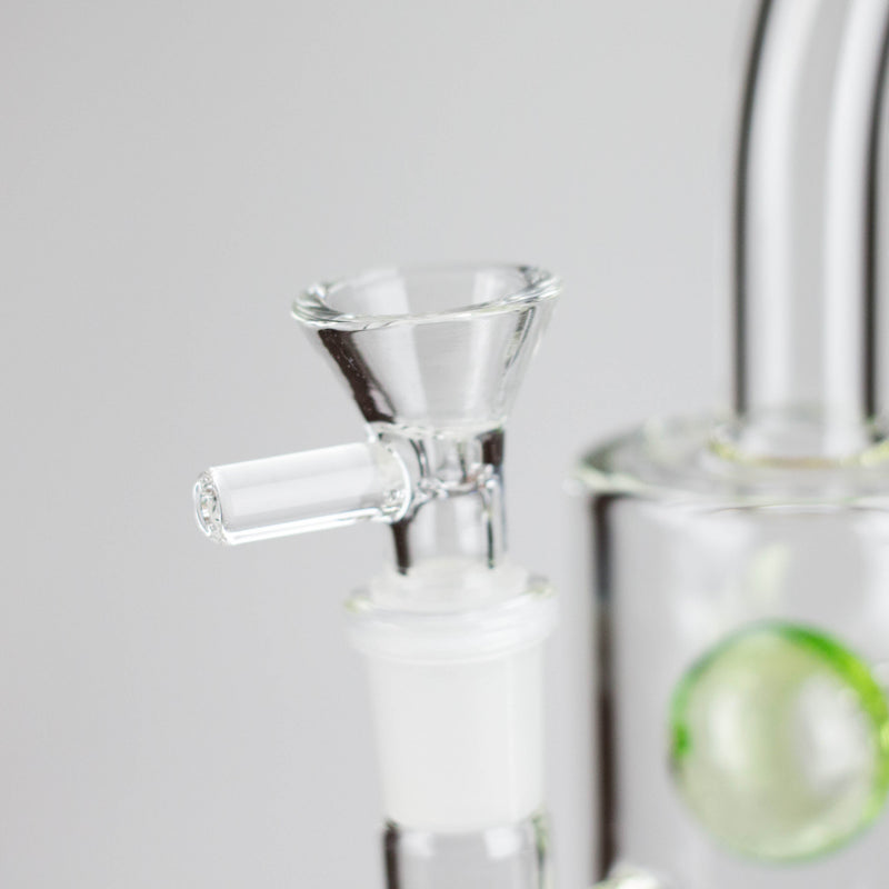 O 9" Ball Perc Glass Bong – Green with Bent Neck & 14mm Bowl