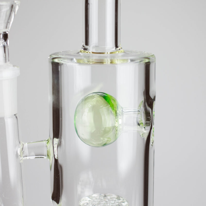 O 9" Ball Perc Glass Bong – Green with Bent Neck & 14mm Bowl