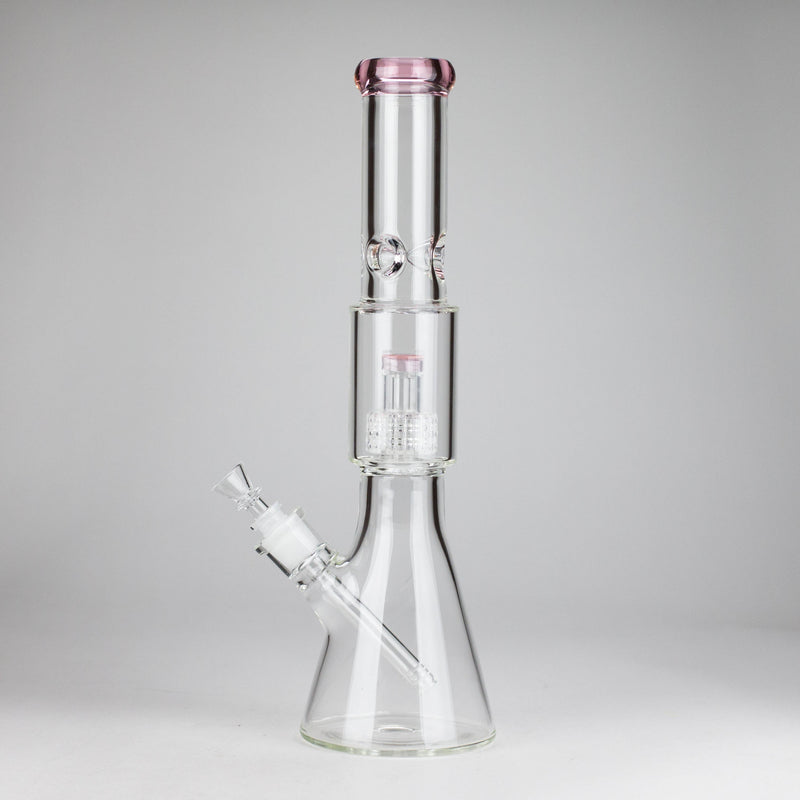 O 16" 7mm Colored Beaker Bong – Premium Thick Glass with Grid Perc