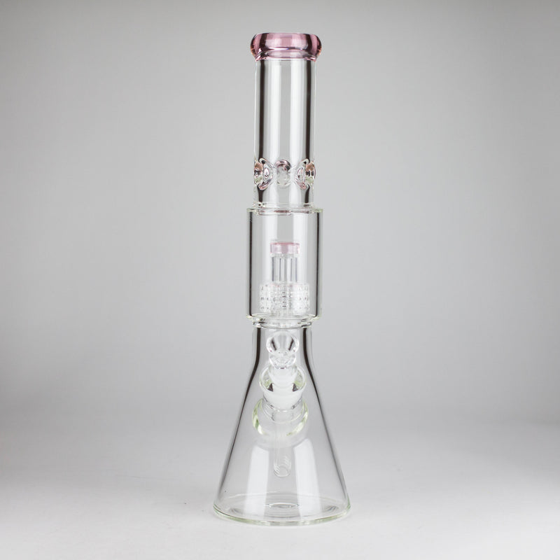 O 16" 7mm Colored Beaker Bong – Premium Thick Glass with Grid Perc