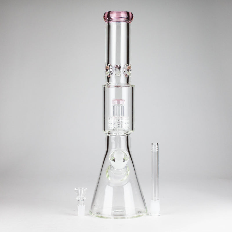 O 16" 7mm Colored Beaker Bong – Premium Thick Glass with Grid Perc