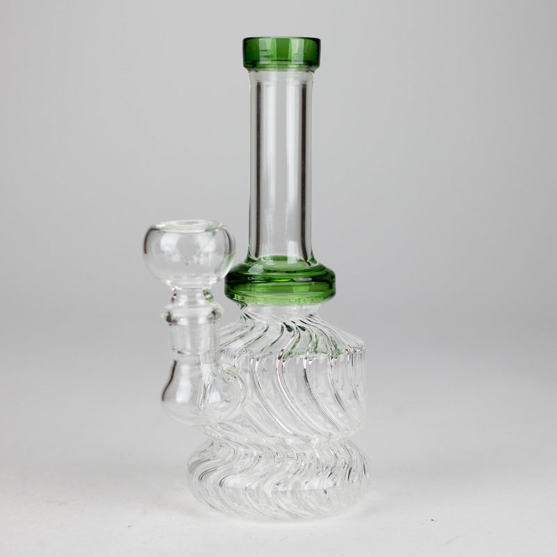 6" Ribbed Base Mini Glass Bong – Compact & Durable (Assorted) Glass Bong HALLO GLASS