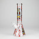 10" Sugar Skull Design Glass Beaker Bong Glass Bong 777 Smoke Red