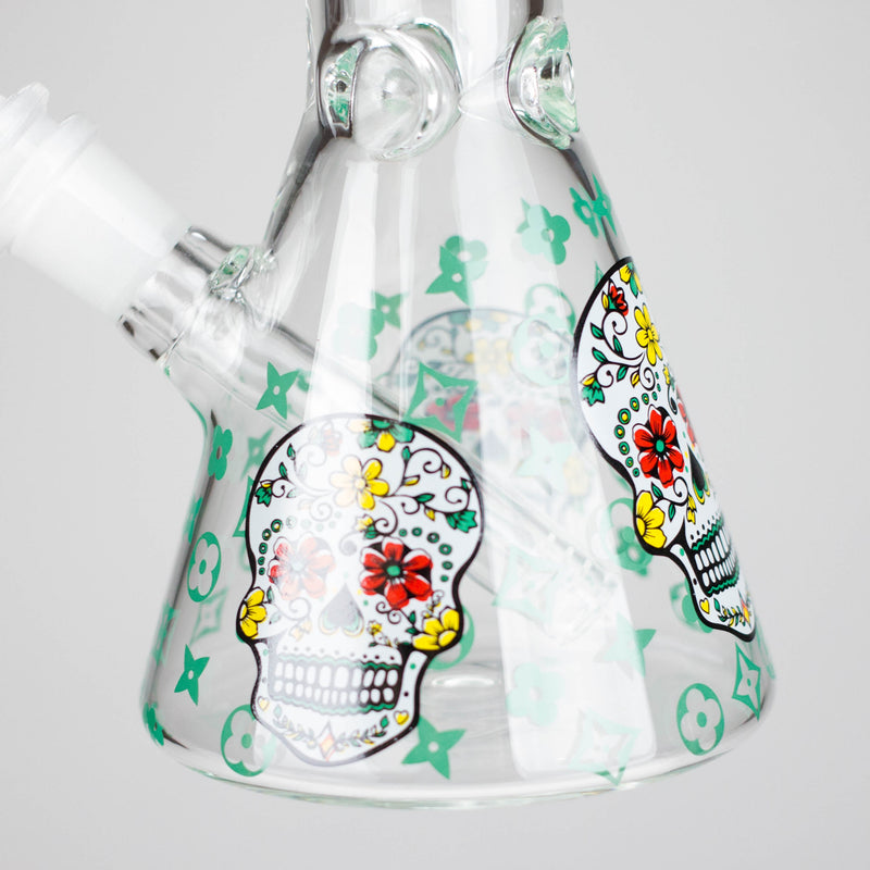 10" Sugar Skull Design Glass Beaker Bong Glass bong 777 Smoke