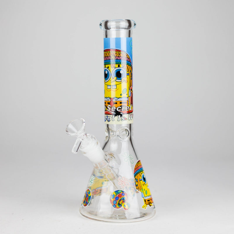 10" Glow-in-the-Dark Glass Bong with Cartoon Sponge Design Glass bong 777 Smoke Design 1