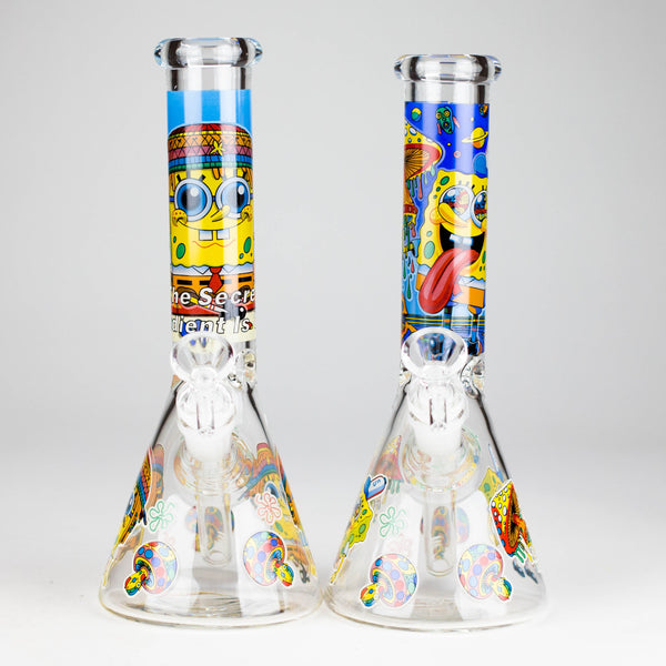 10" Glow-in-the-Dark Glass Bong with Cartoon Sponge Design Glass bong 777 Smoke