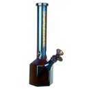 Fortune | 12" Hexagon Electroplated Barrel Base Glass Bong Glass Bong Fortune Electric Blue