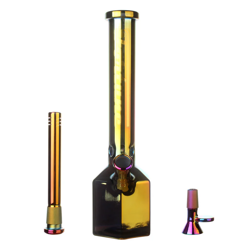 Fortune | 12" Hexagon Electroplated Barrel Base Glass Bong Glass Bong Fortune