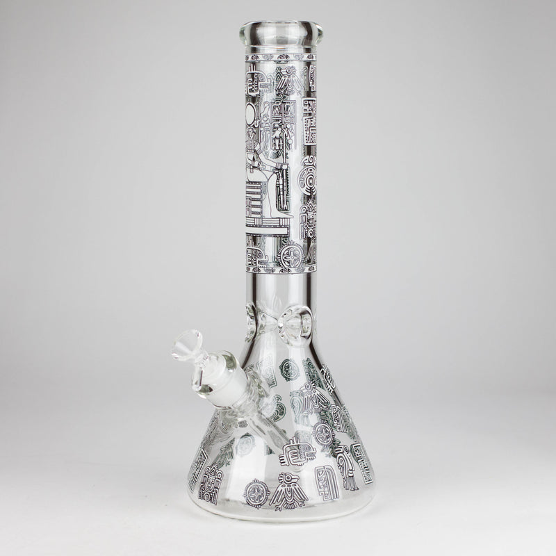 14" Glow-in-the-Dark Egyptian Design Beaker Bong – 7mm Thick Glass Bong Small Biz Distributors