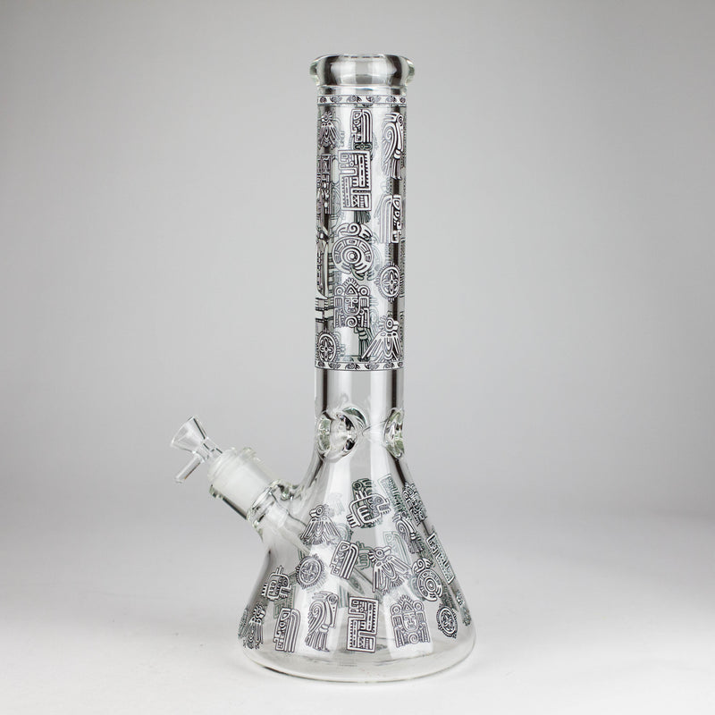 14" Glow-in-the-Dark Egyptian Design Beaker Bong – 7mm Thick Glass Bong Small Biz Distributors