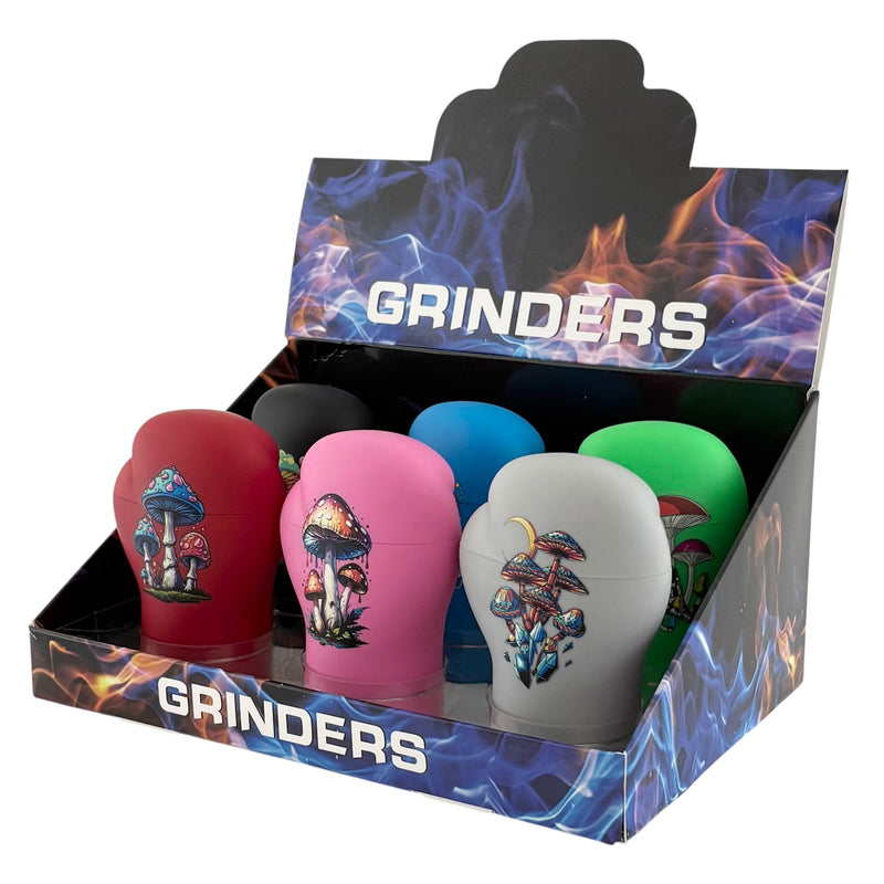 4-Piece Mushroom Boxing Glove Shaped Grinder – Assorted Colors Displaypack Super Supplys Inc